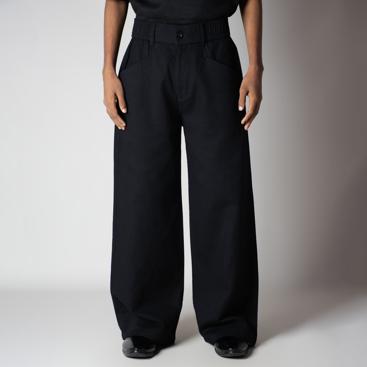 BLACK SOFTMOVE CLASSIC LINEN PANTS