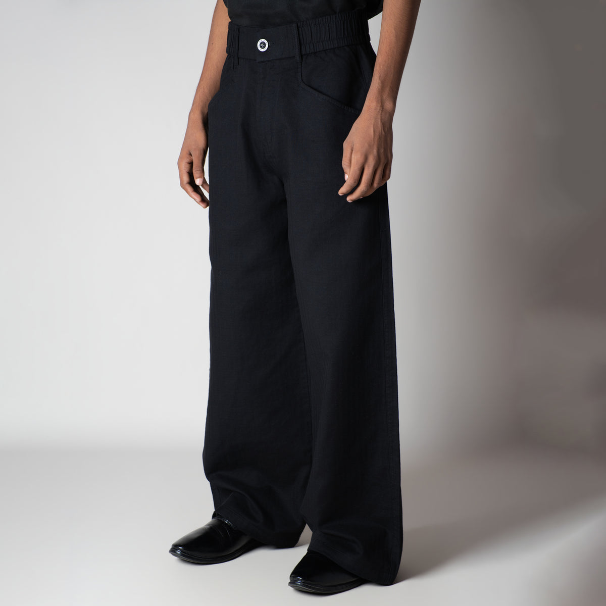 BLACK SOFTMOVE CLASSIC LINEN PANTS