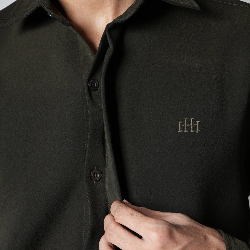 OLIVE GREEN KOREAN SHIRT