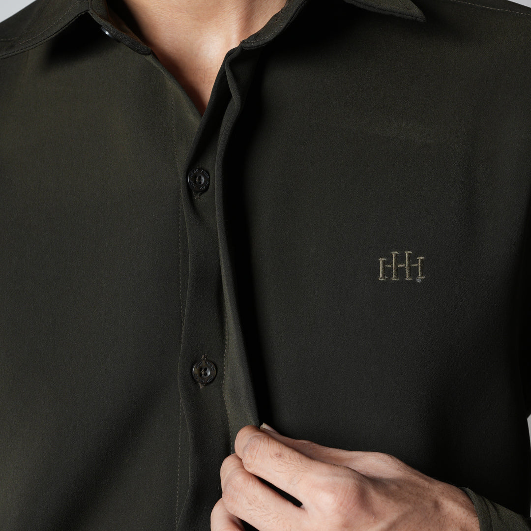 OLIVE GREEN KOREAN SHIRT