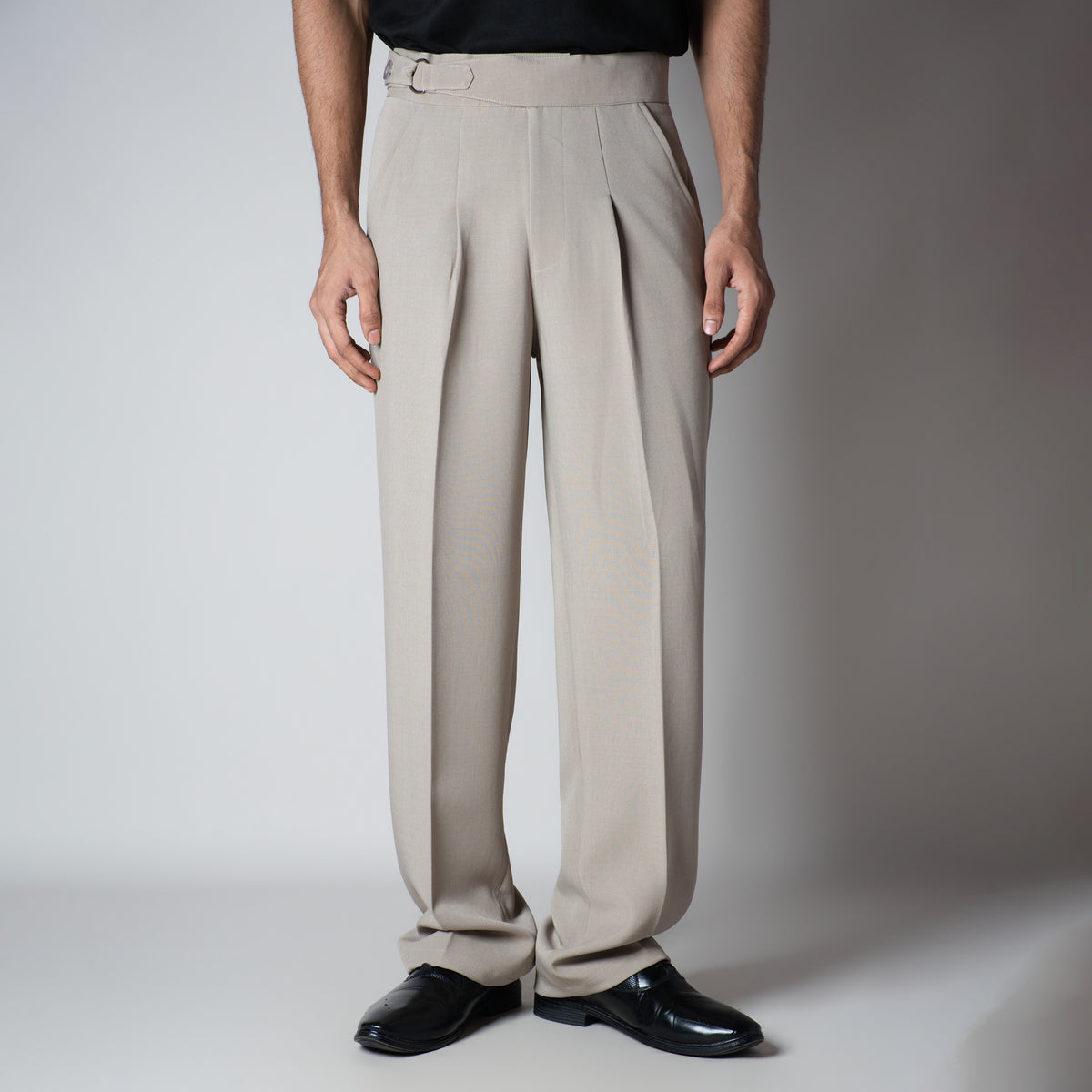STONE BEIGE D-RING ITALIAN STYLE TROUSER