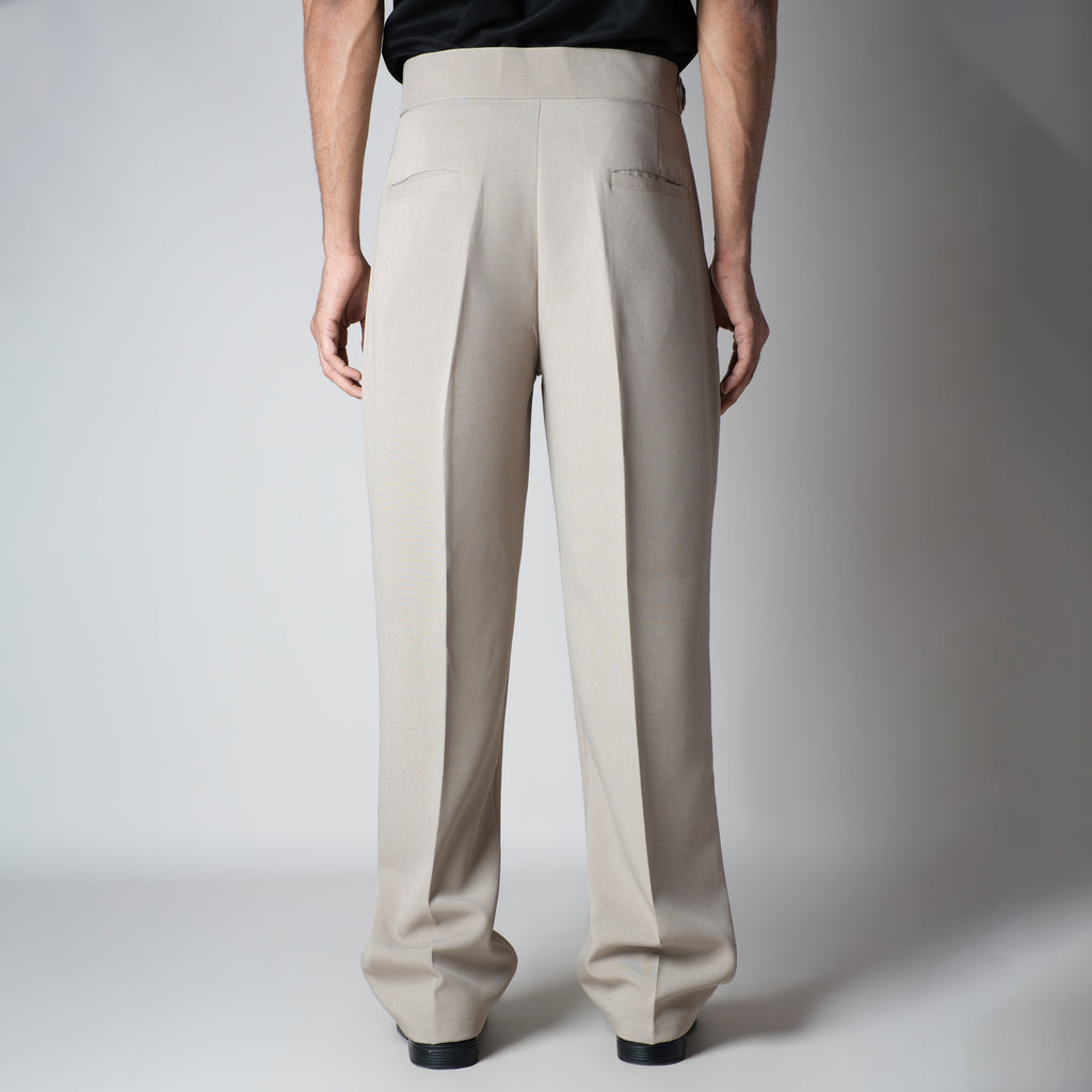 STONE BEIGE D-RING ITALIAN STYLE TROUSER
