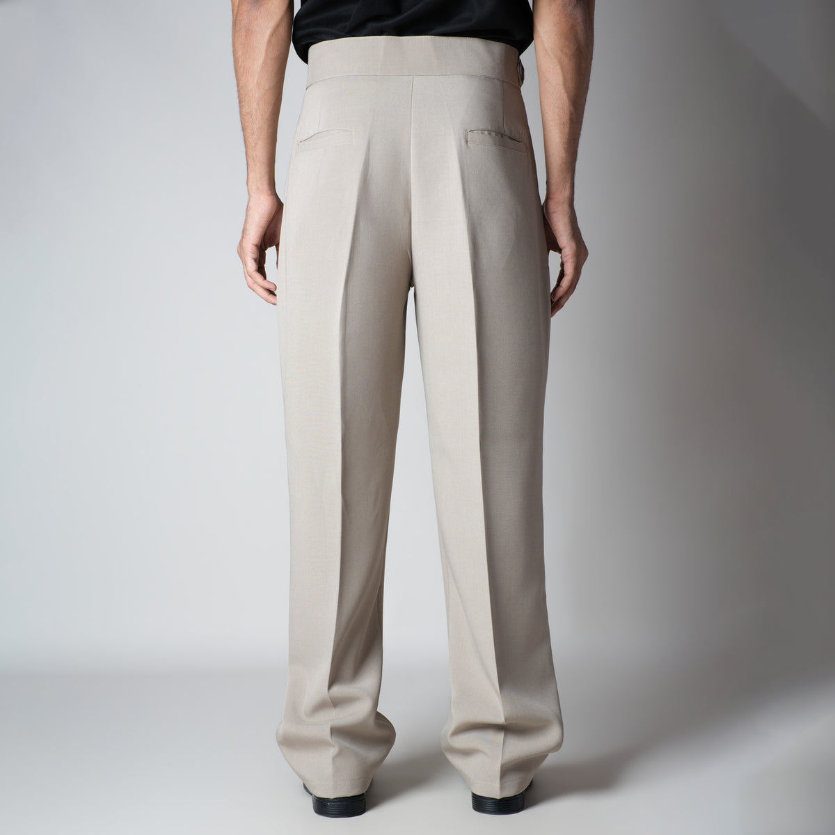STONE BEIGE D-RING ITALIAN STYLE TROUSER