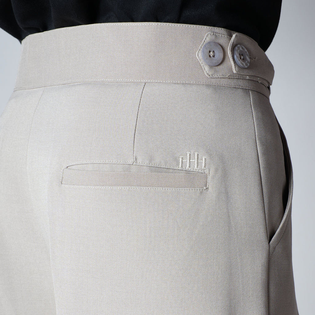 STONE BEIGE D-RING ITALIAN STYLE TROUSER