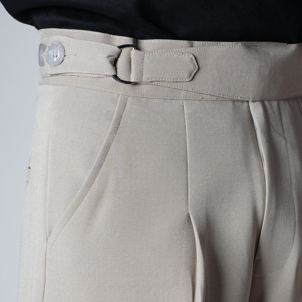 STONE BEIGE D-RING ITALIAN STYLE TROUSER
