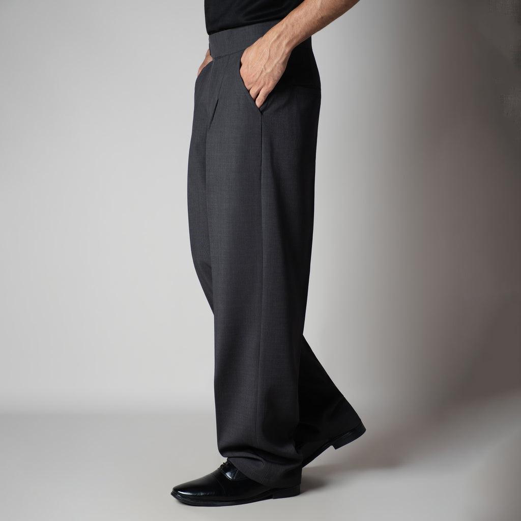 DARK GREY D-RING ITALIAN STYLE TROUSER