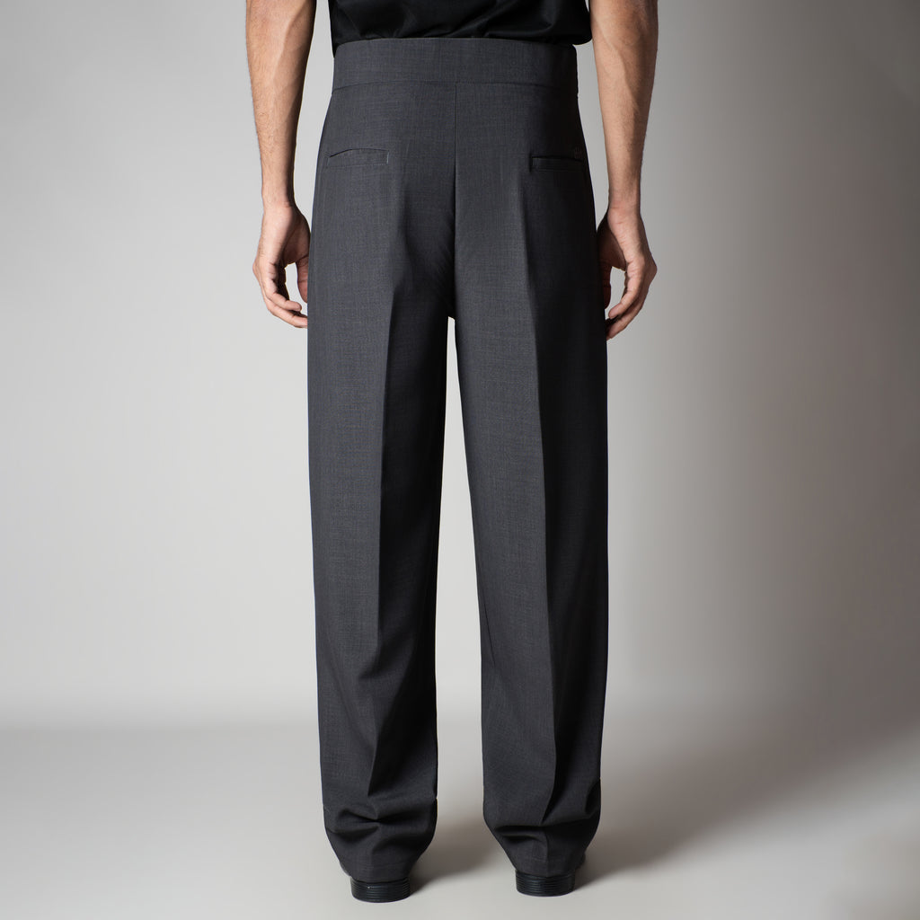 DARK GREY D-RING ITALIAN STYLE TROUSER
