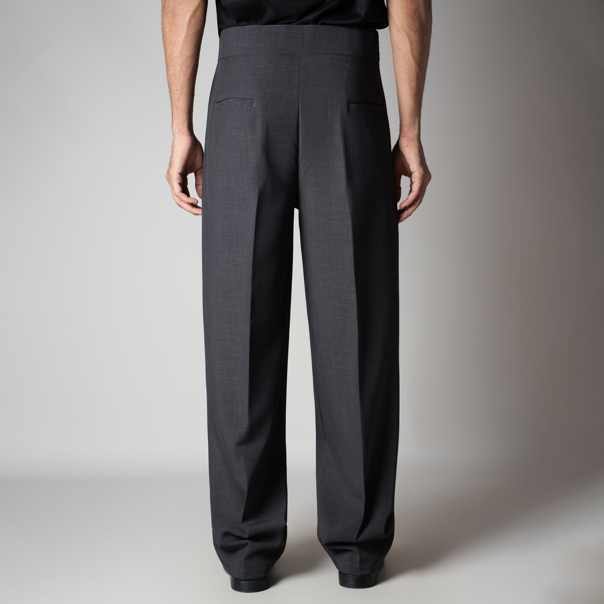 DARK GREY D-RING ITALIAN STYLE TROUSER
