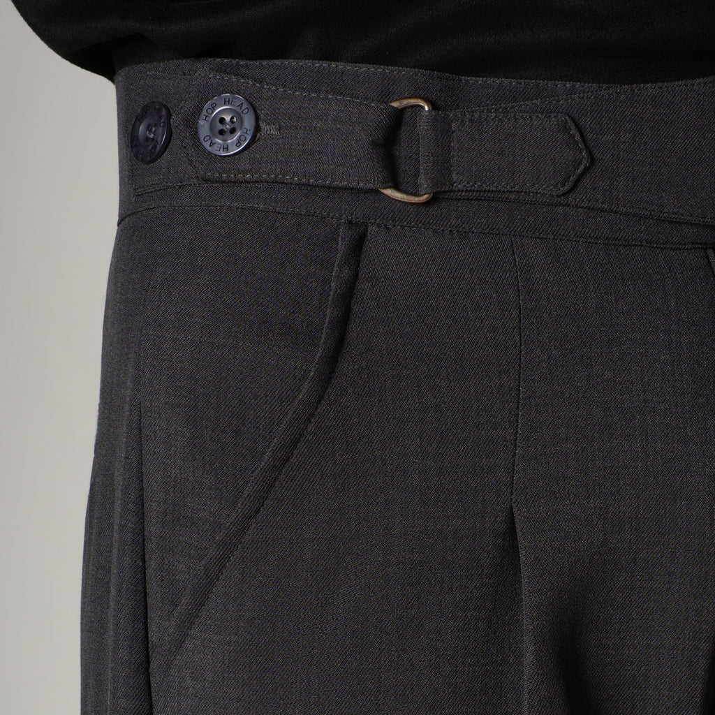 DARK GREY D-RING ITALIAN STYLE TROUSER