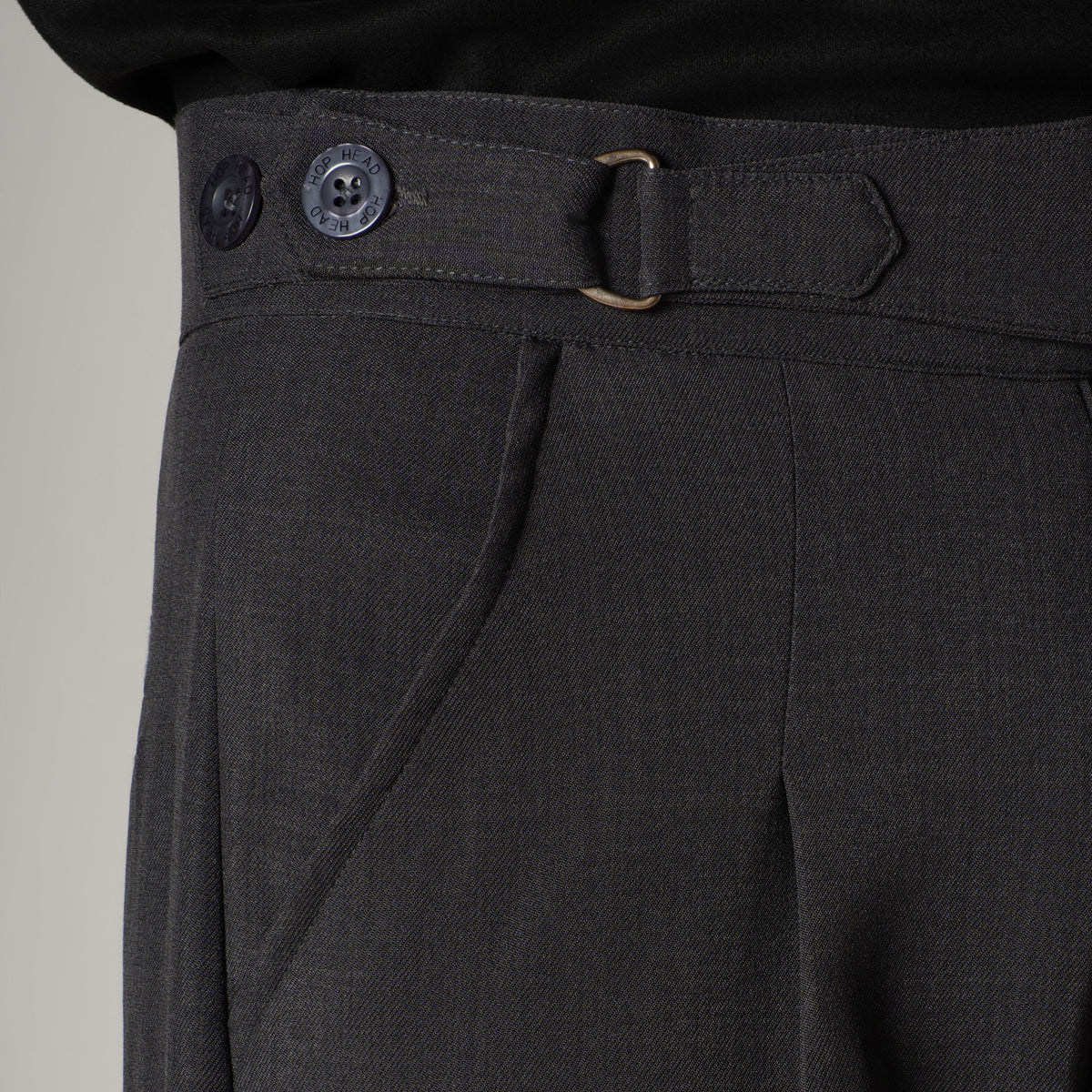 DARK GREY D-RING ITALIAN STYLE TROUSER