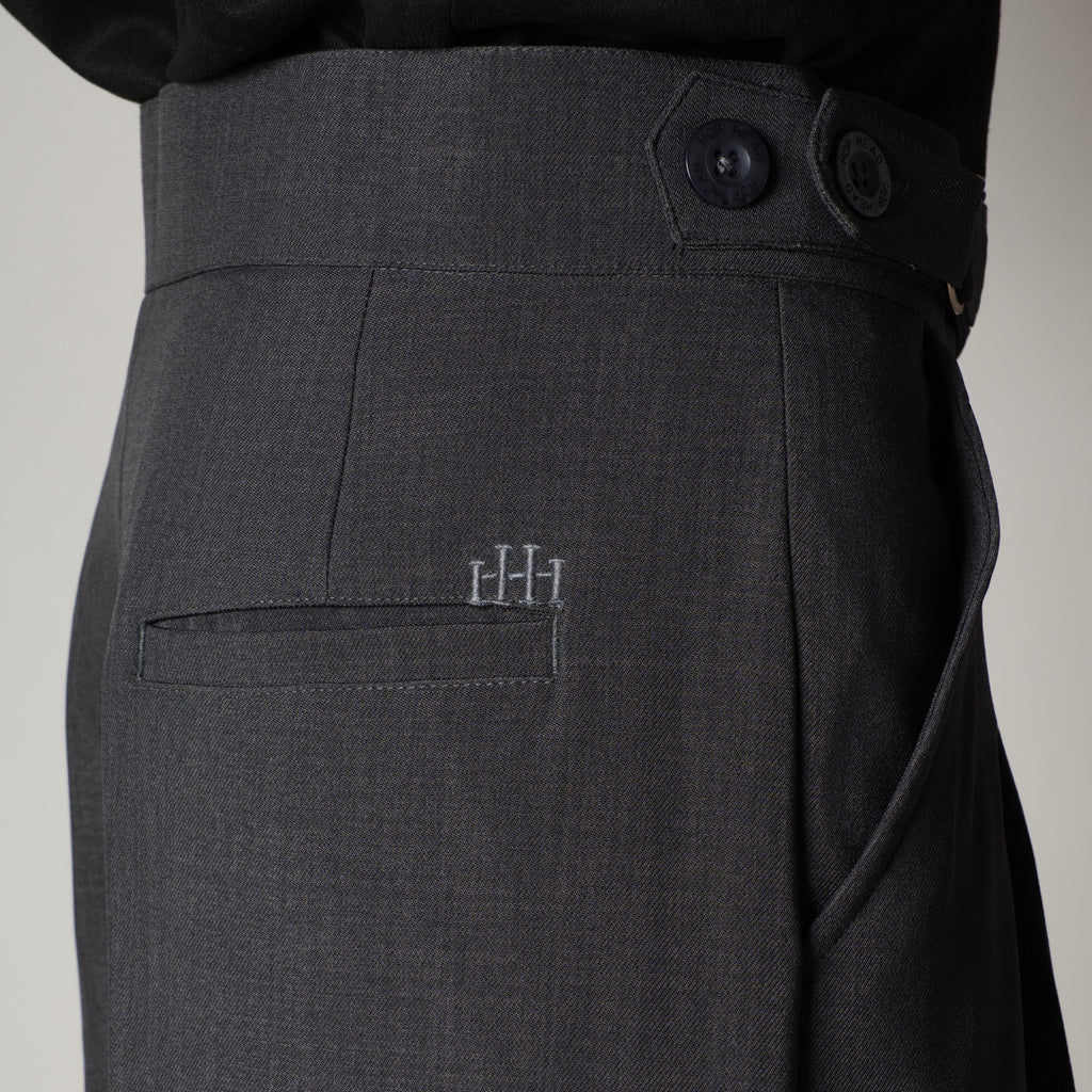 DARK GREY D-RING ITALIAN STYLE TROUSER