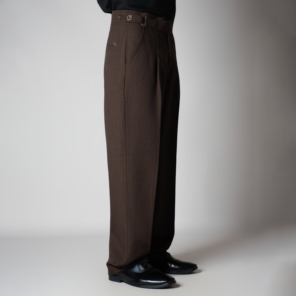 CHOCOLATE  D-RING ITALIAN STYLE TROUSER