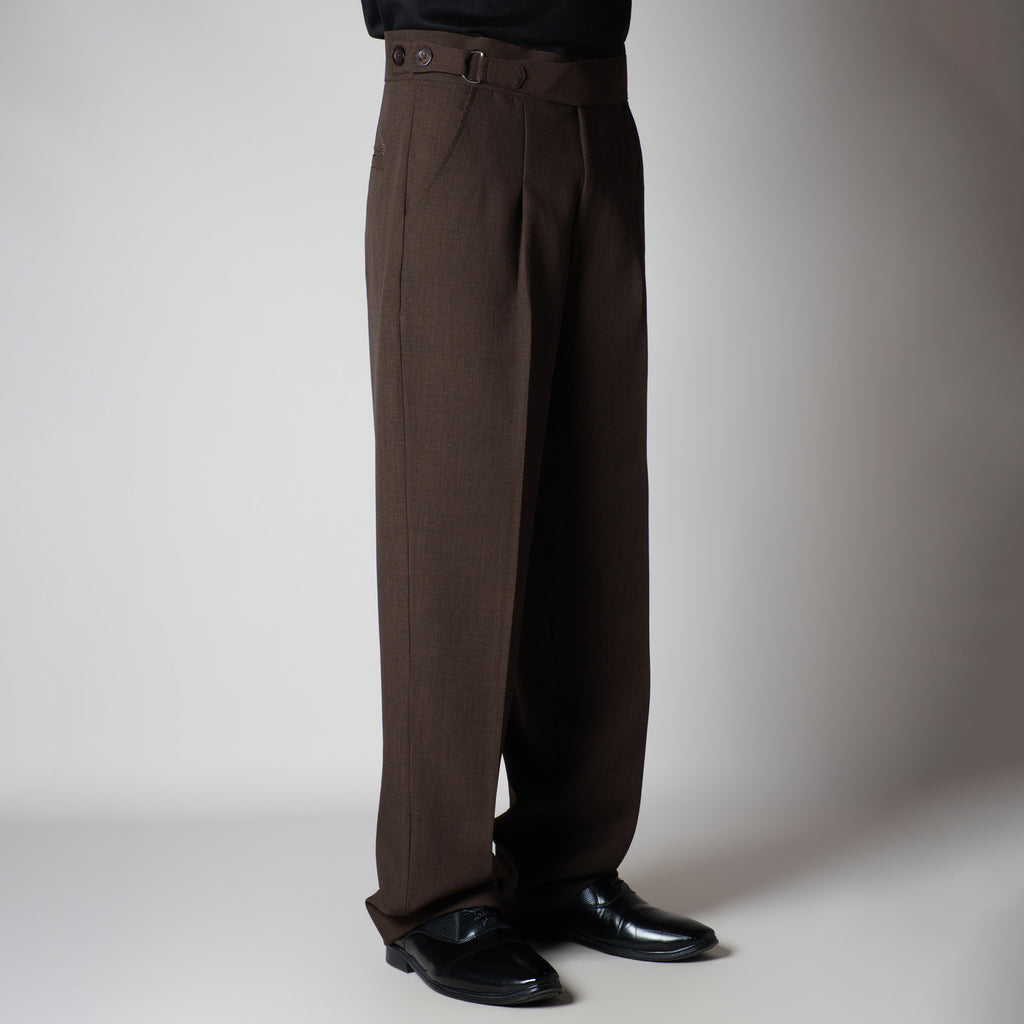 CHOCOLATE  D-RING ITALIAN STYLE TROUSER