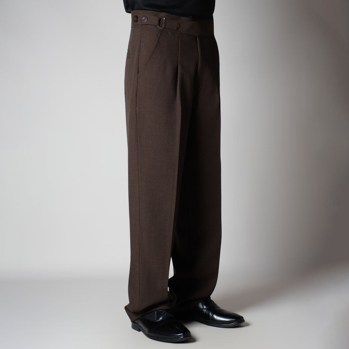 CHOCOLATE  D-RING ITALIAN STYLE TROUSER