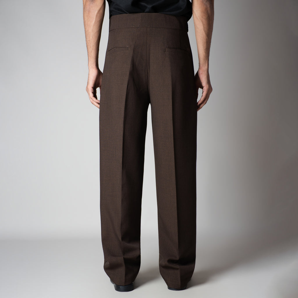 CHOCOLATE  D-RING ITALIAN STYLE TROUSER