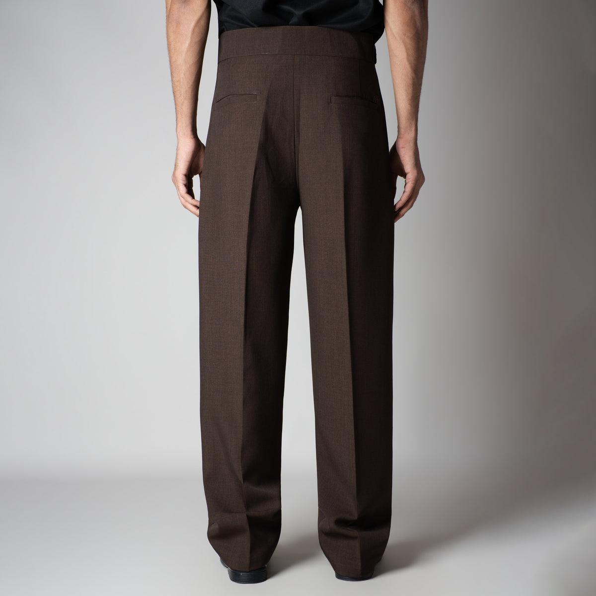 CHOCOLATE  D-RING ITALIAN STYLE TROUSER