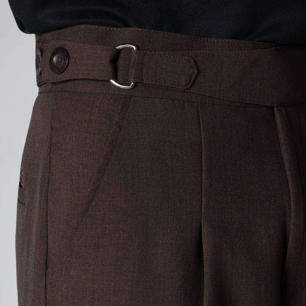 CHOCOLATE  D-RING ITALIAN STYLE TROUSER