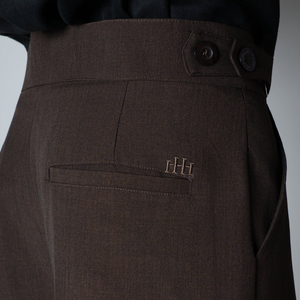 CHOCOLATE  D-RING ITALIAN STYLE TROUSER