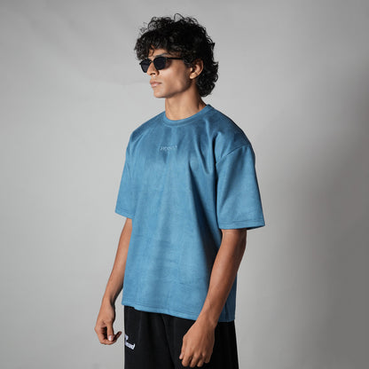 DEEP SKY BLUE ULTRALIGHT SUEDE T-SHIRT