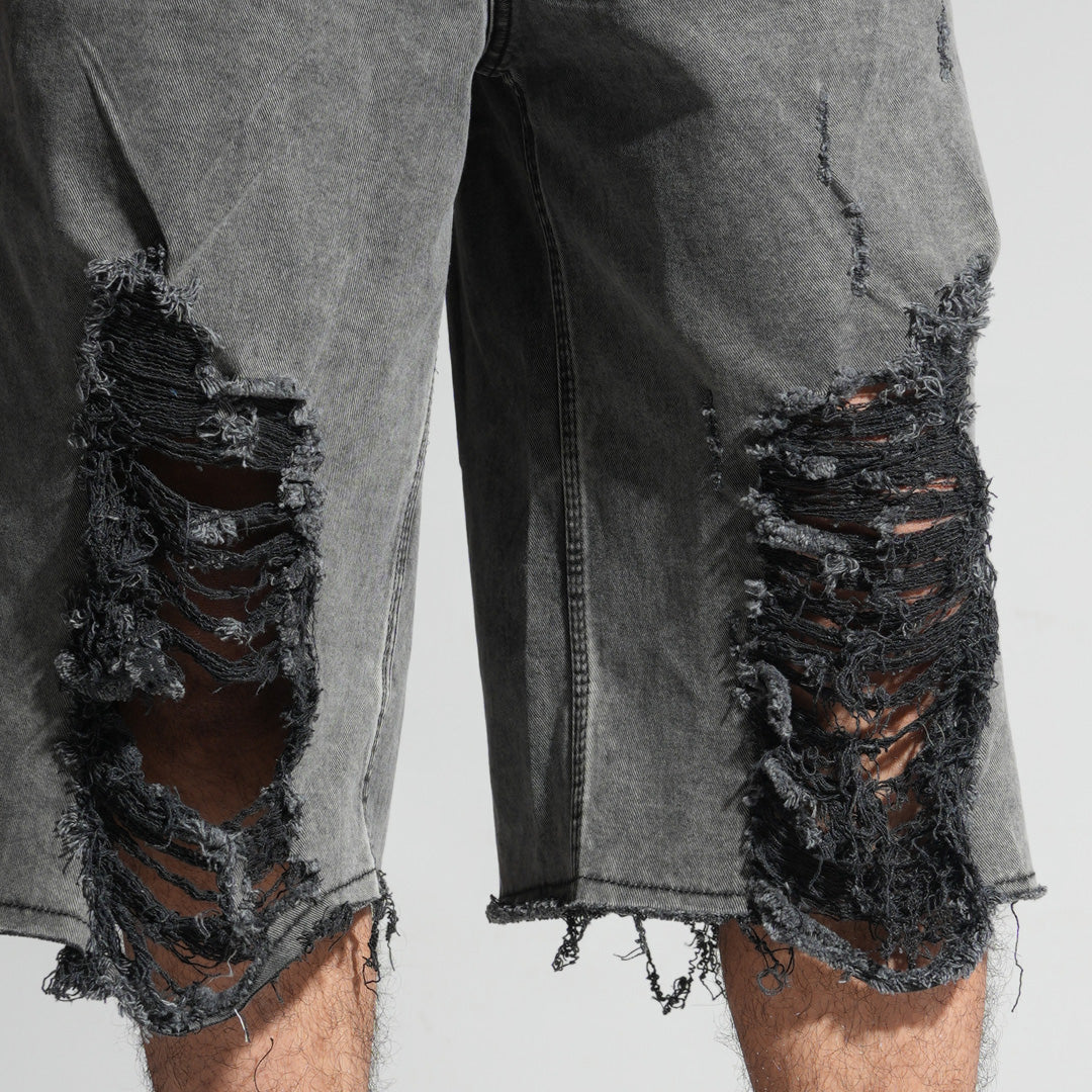 BLACK RIPPED JORTS