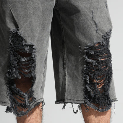 BLACK RIPPED JORTS