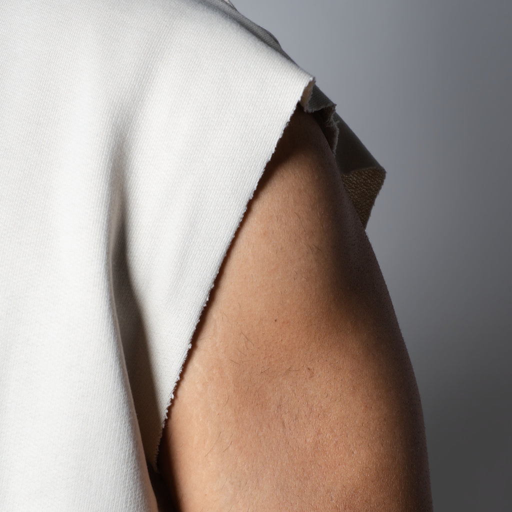 IVORY SLEEVELESS RAW EDGE TSHIRT