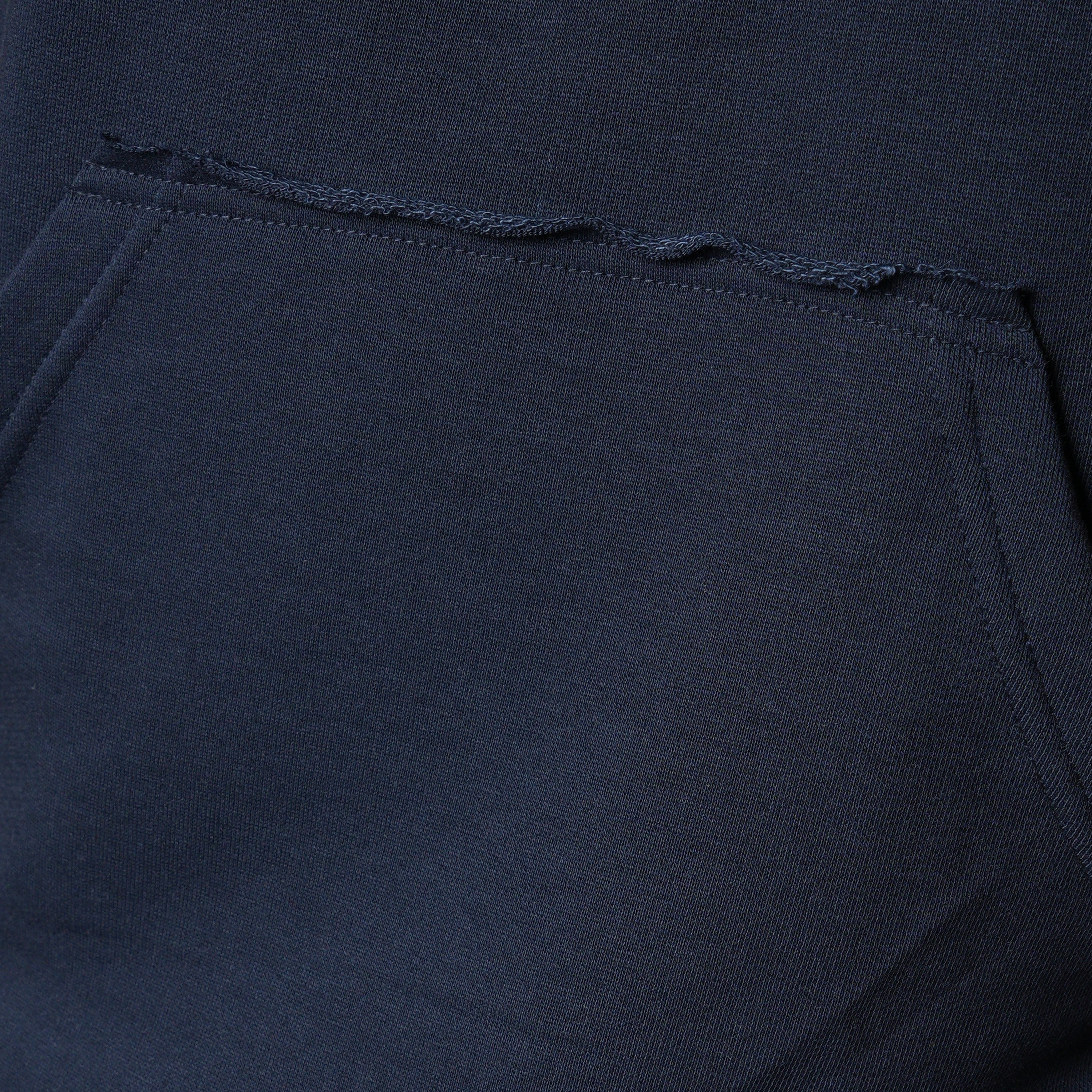 NAVY BLUE RAW EDGE SLEEVELESS HOODIE