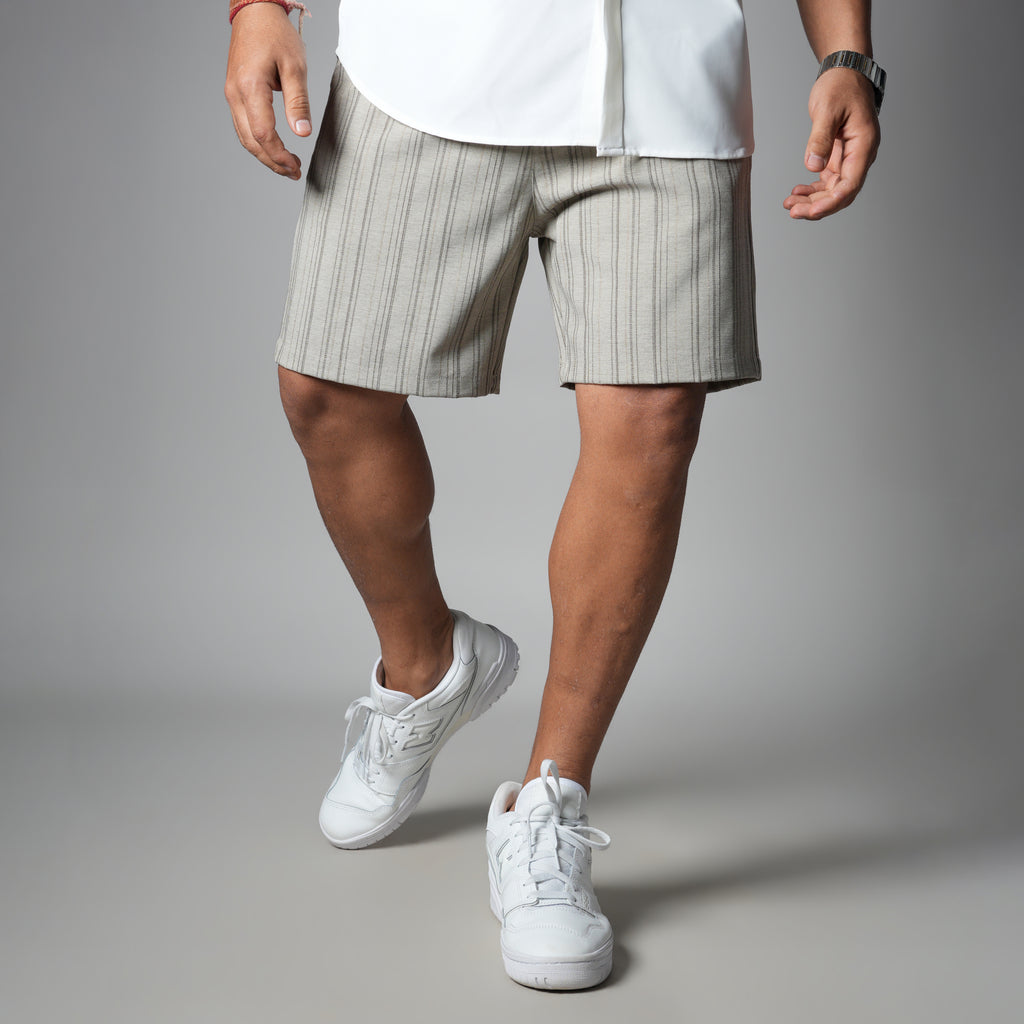 IVORY PINSTRIPE SHORTS