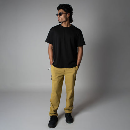 MUSTARD DRAWSTRING CARGO SWEATPANTS