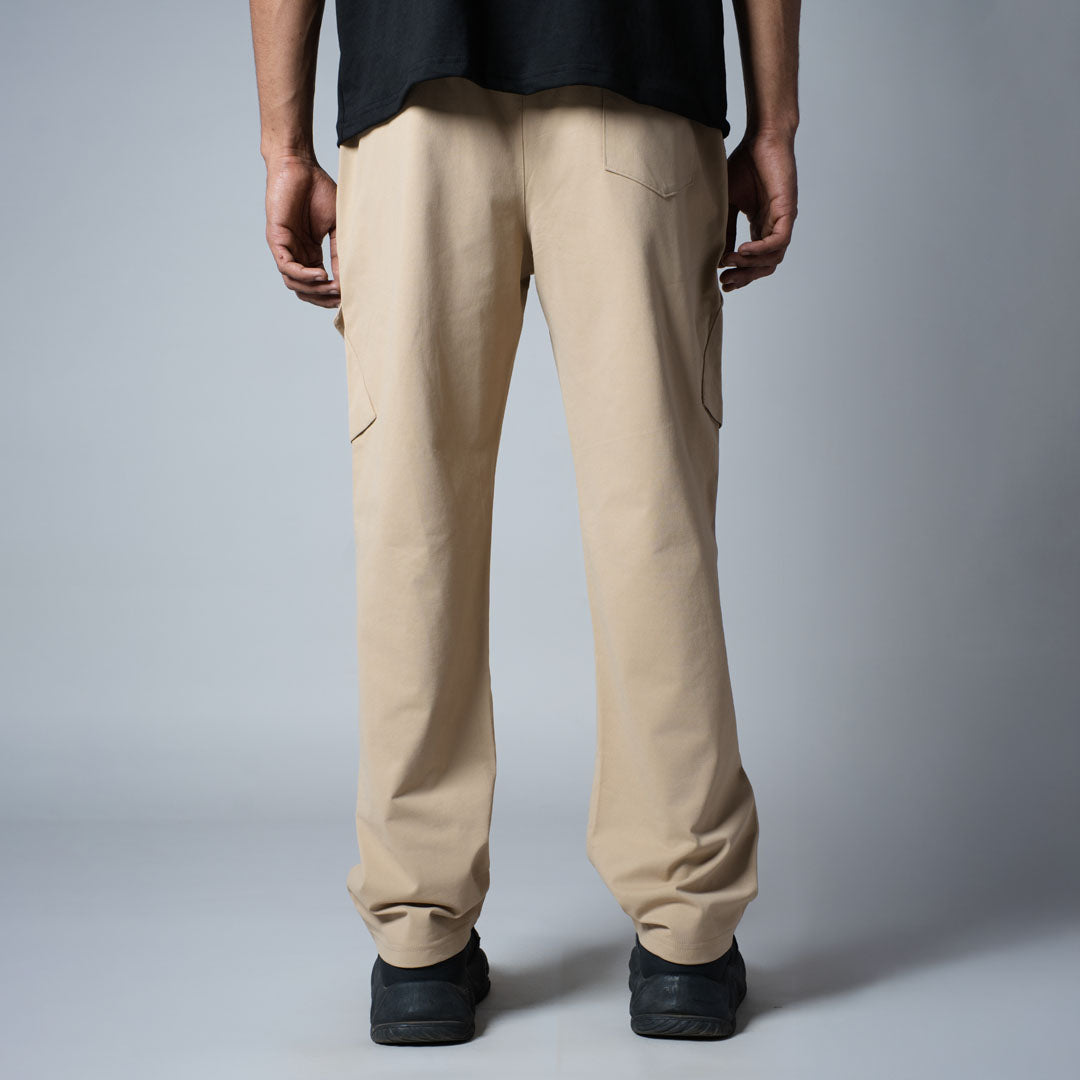 BEIGE SIDE POCKET CARGO SWEATPANTS