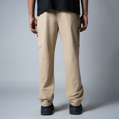 BEIGE SIDE POCKET CARGO SWEATPANTS