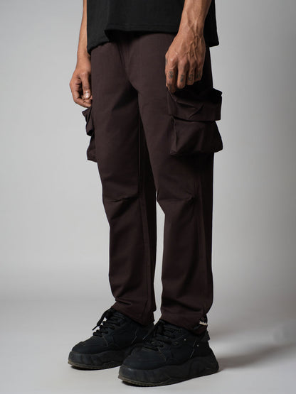 BROWN BIG POCKET CARGO SWEATPANTS
