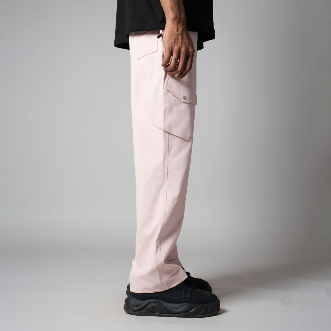 PINK SIDE POCKET CARGO SWEATPANTS