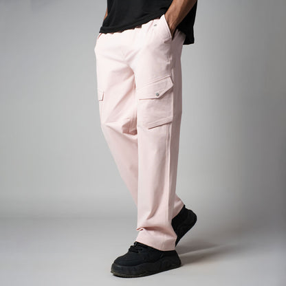 PINK SIDE POCKET CARGO SWEATPANTS
