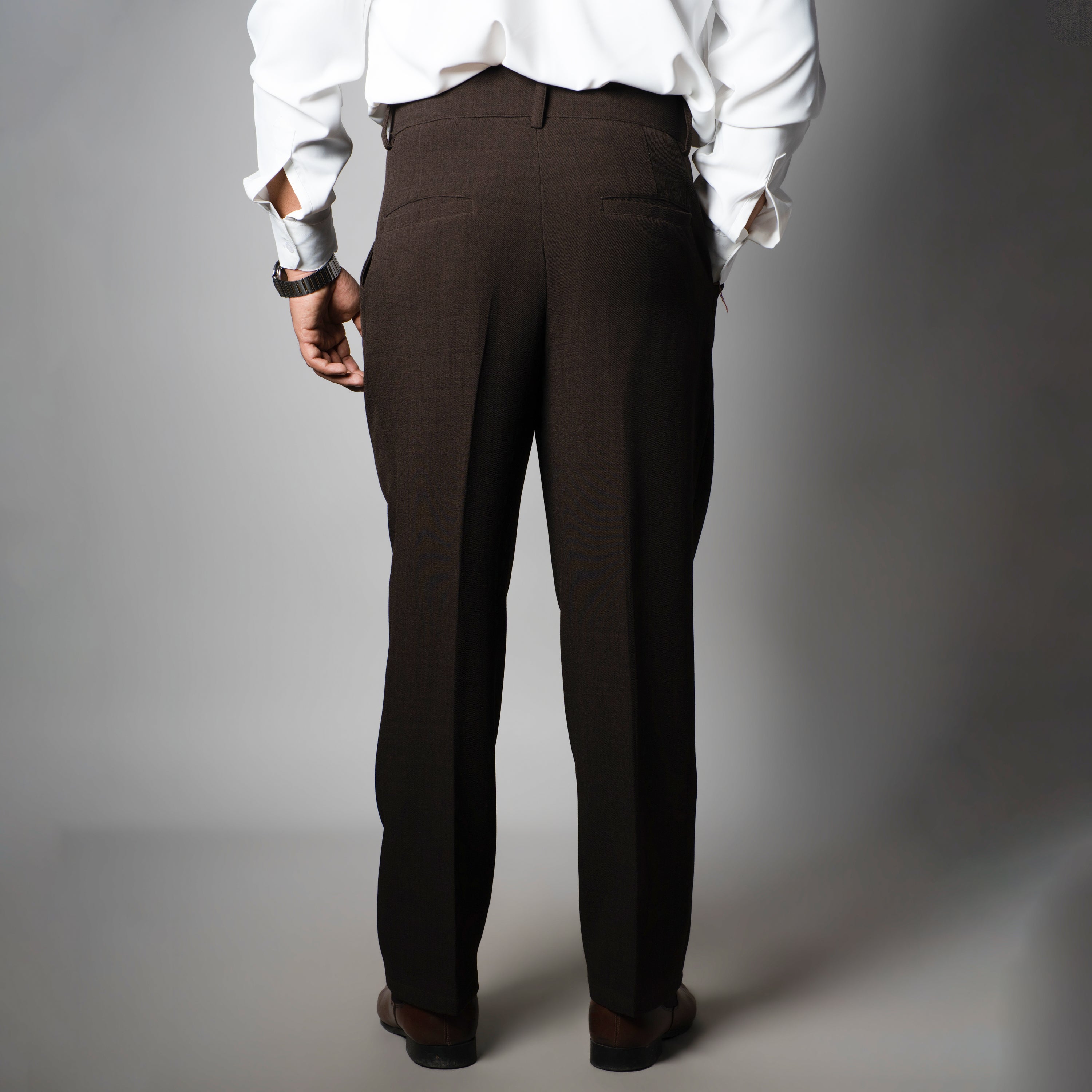 BROWN DOUBLE FLAP TROUSER