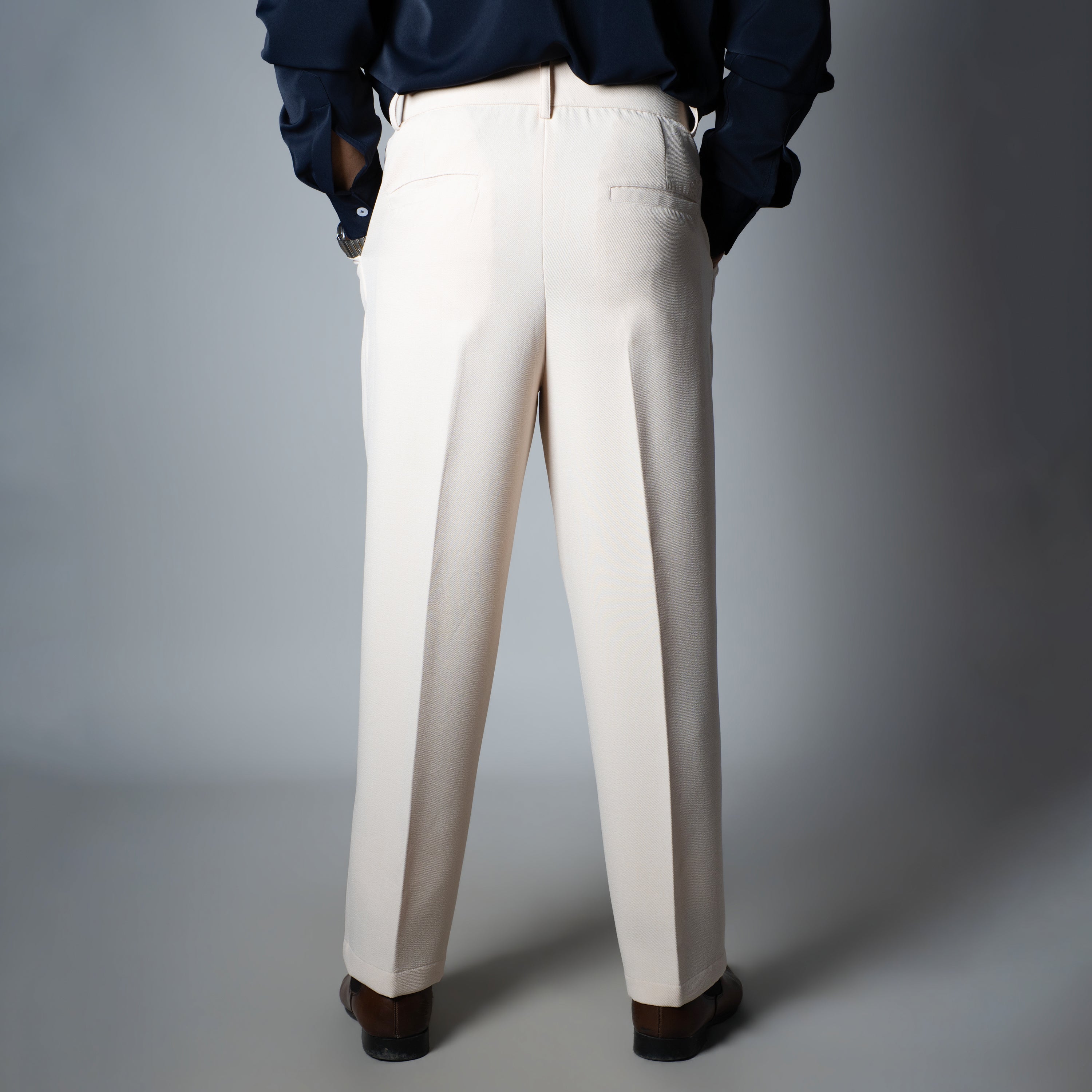 IVORY DOUBLE FLAP TROUSER
