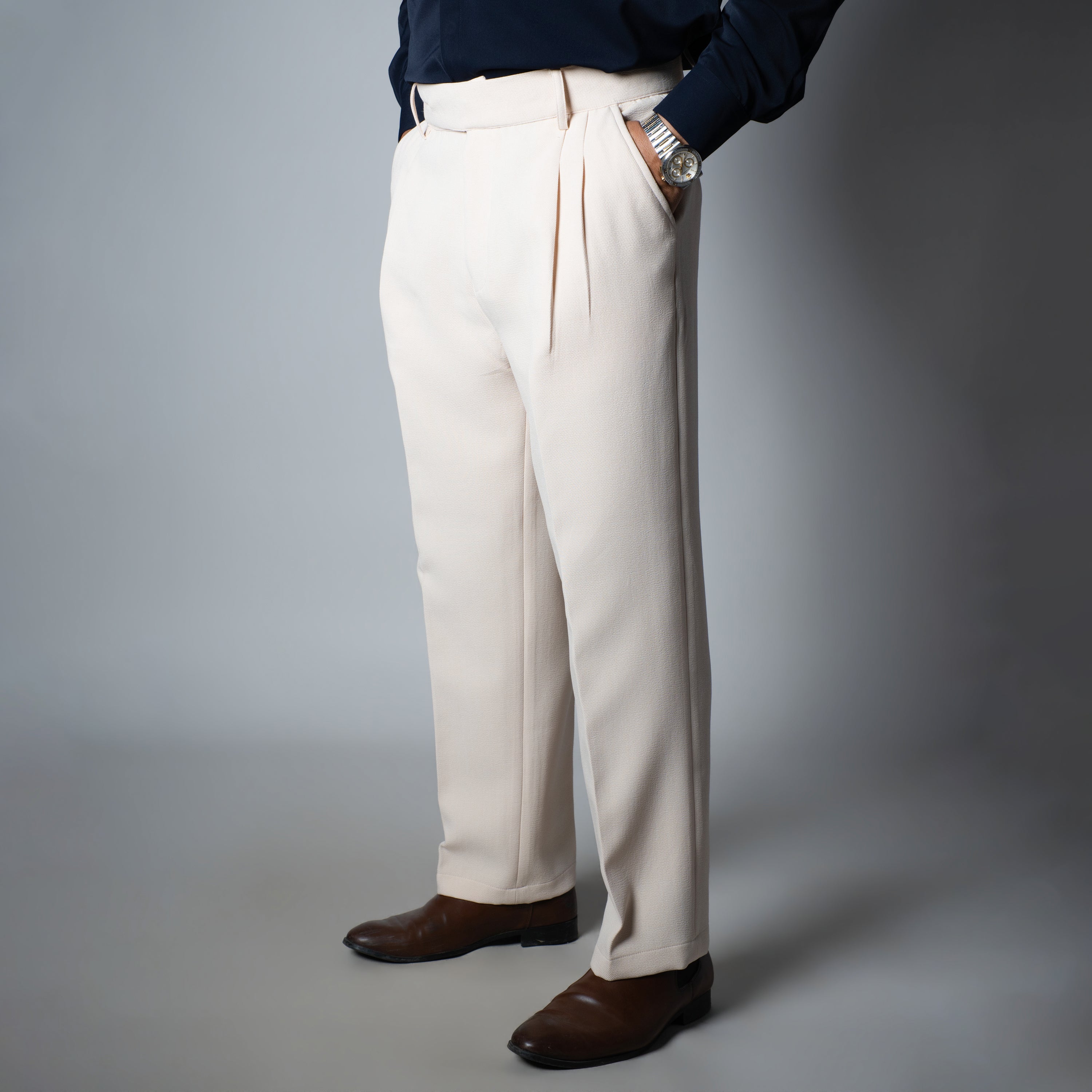 IVORY DOUBLE FLAP TROUSER