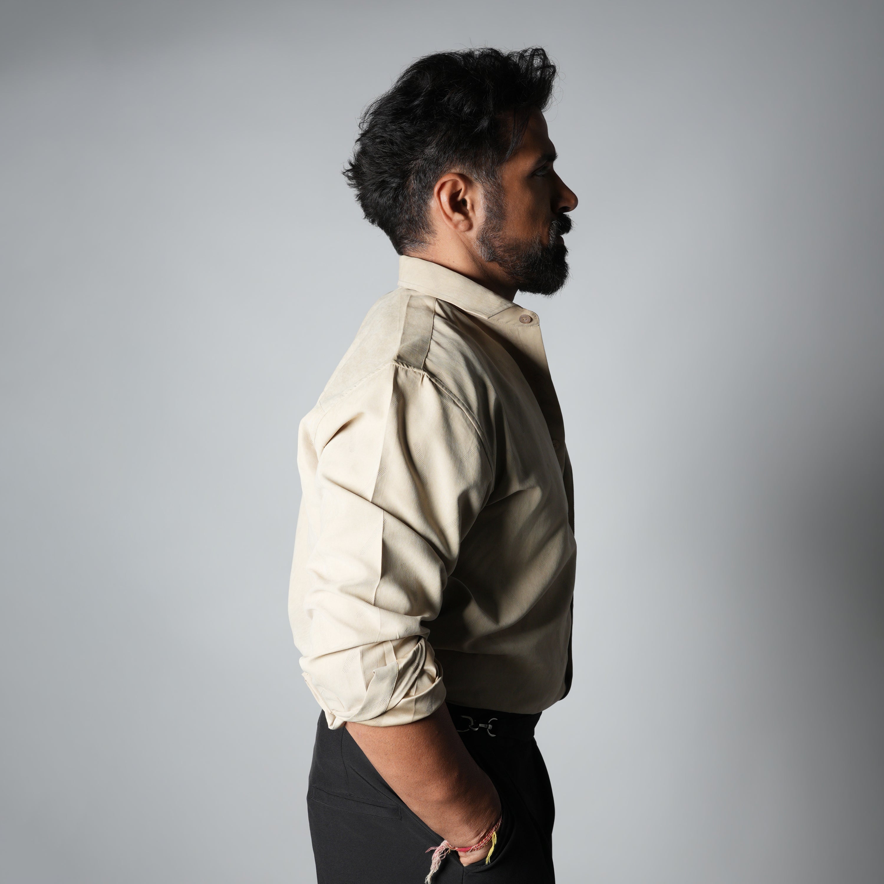 BEIGE SUEDE LASER LUXE SHIRT