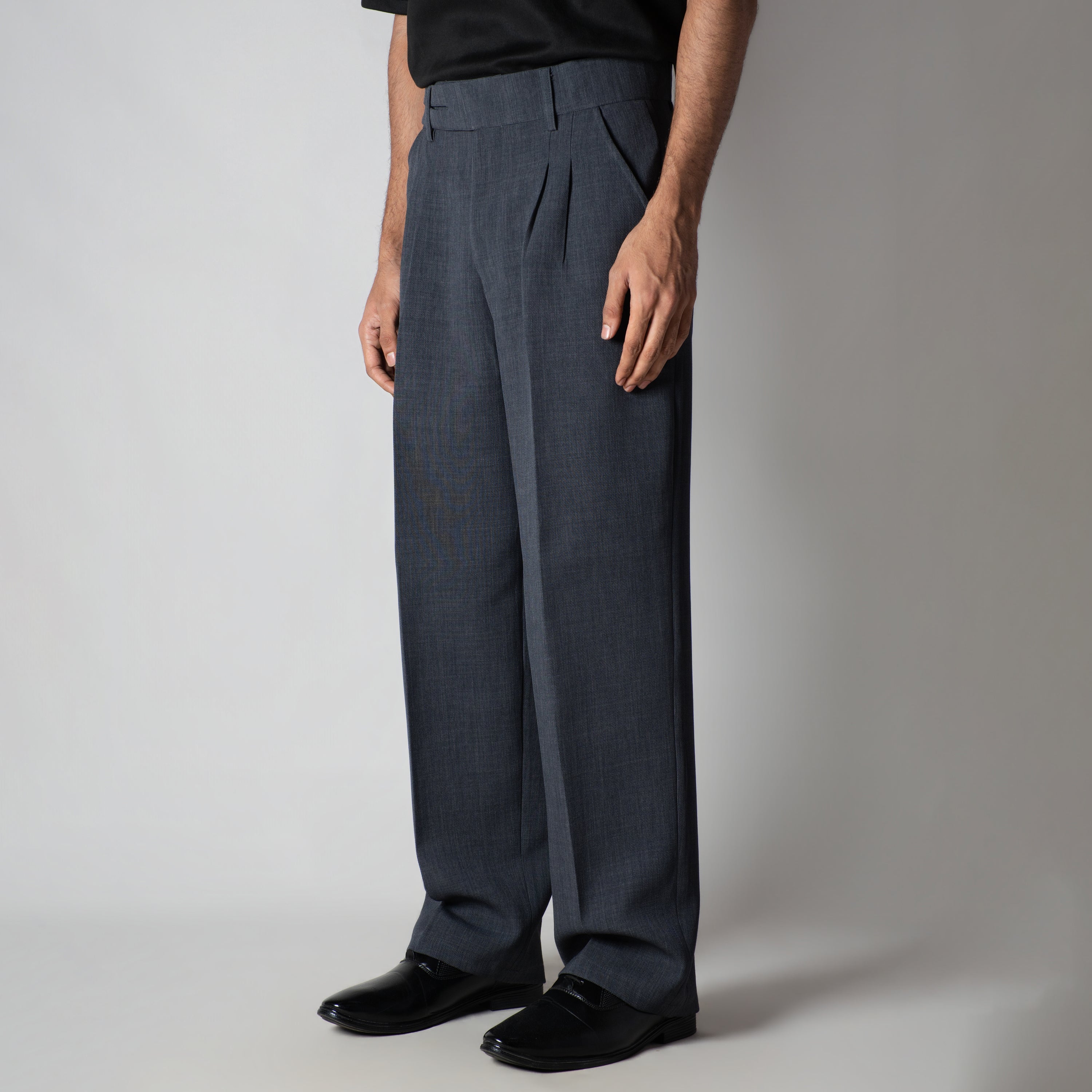 DARK GREY DOUBLE FLAP TROUSER