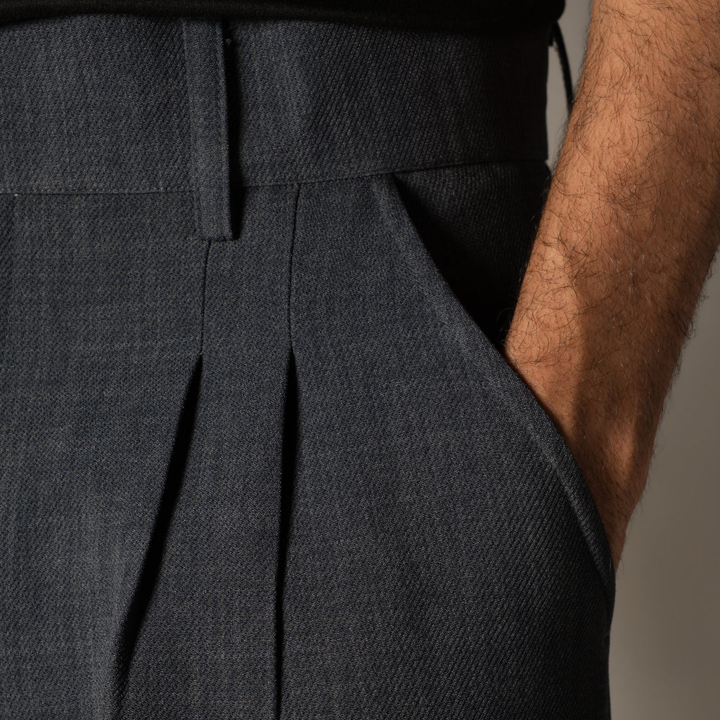 DARK GREY DOUBLE FLAP TROUSER