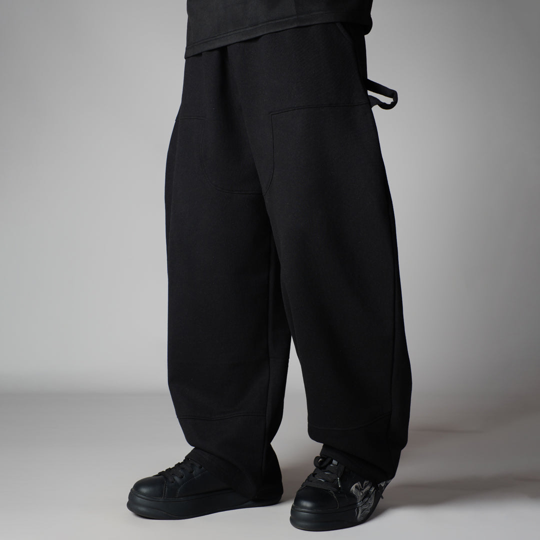 BLACK CARPENTER FLEECE BAGGY SWEATPANTS
