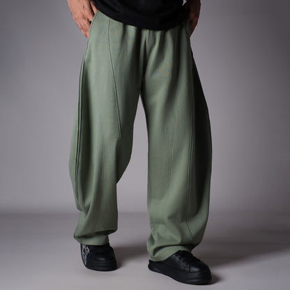 GREEN PANELLED FLEECE BAGGY SWEATPANTS