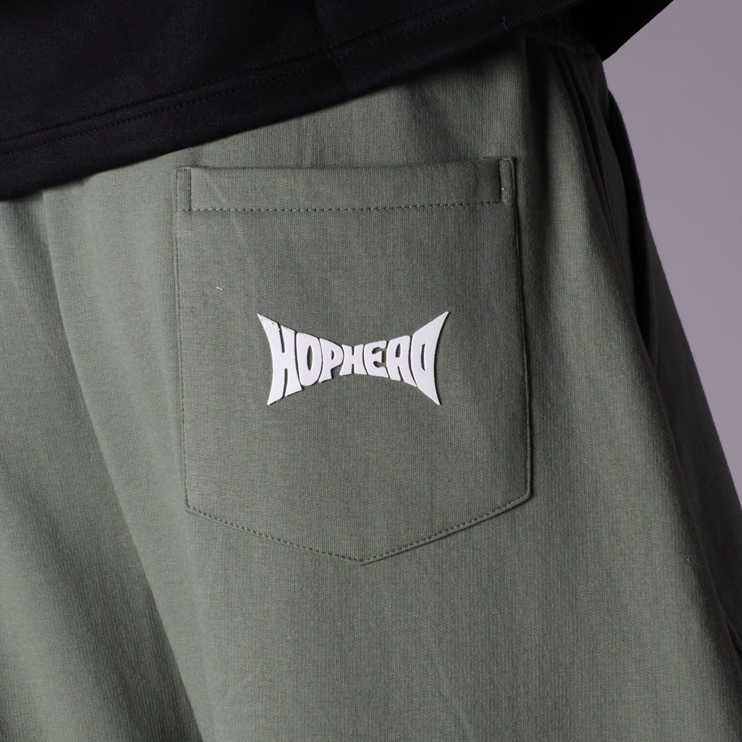 GREEN PANELLED FLEECE BAGGY SWEATPANTS