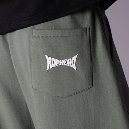 GREEN PANELLED FLEECE BAGGY SWEATPANTS