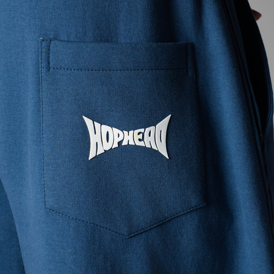 BLUE PANELLED FLEECE BAGGY SWEATPANTS