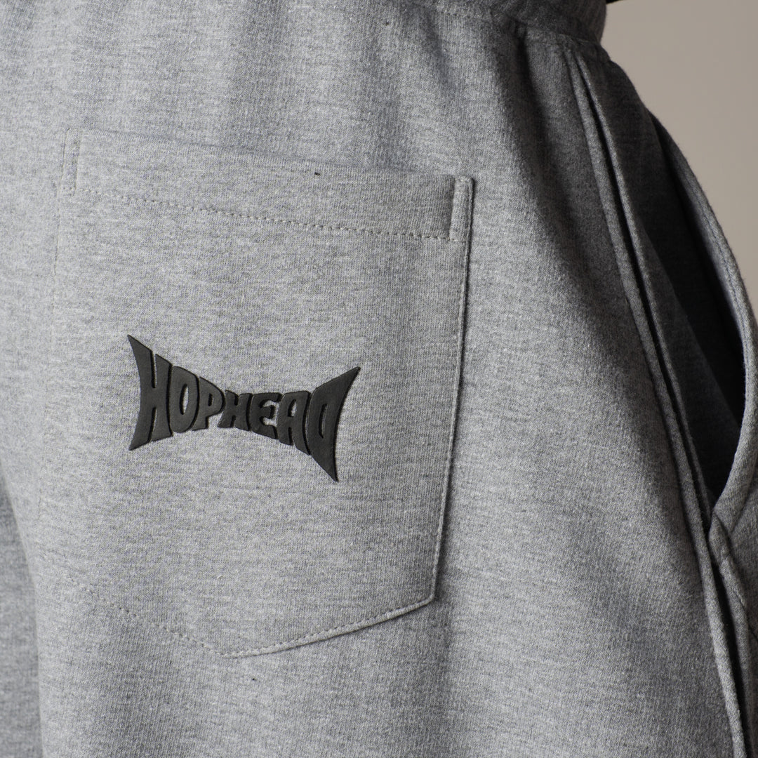 GREY MILANGE PANELLED FLEECE BAGGY SWEATPANTS