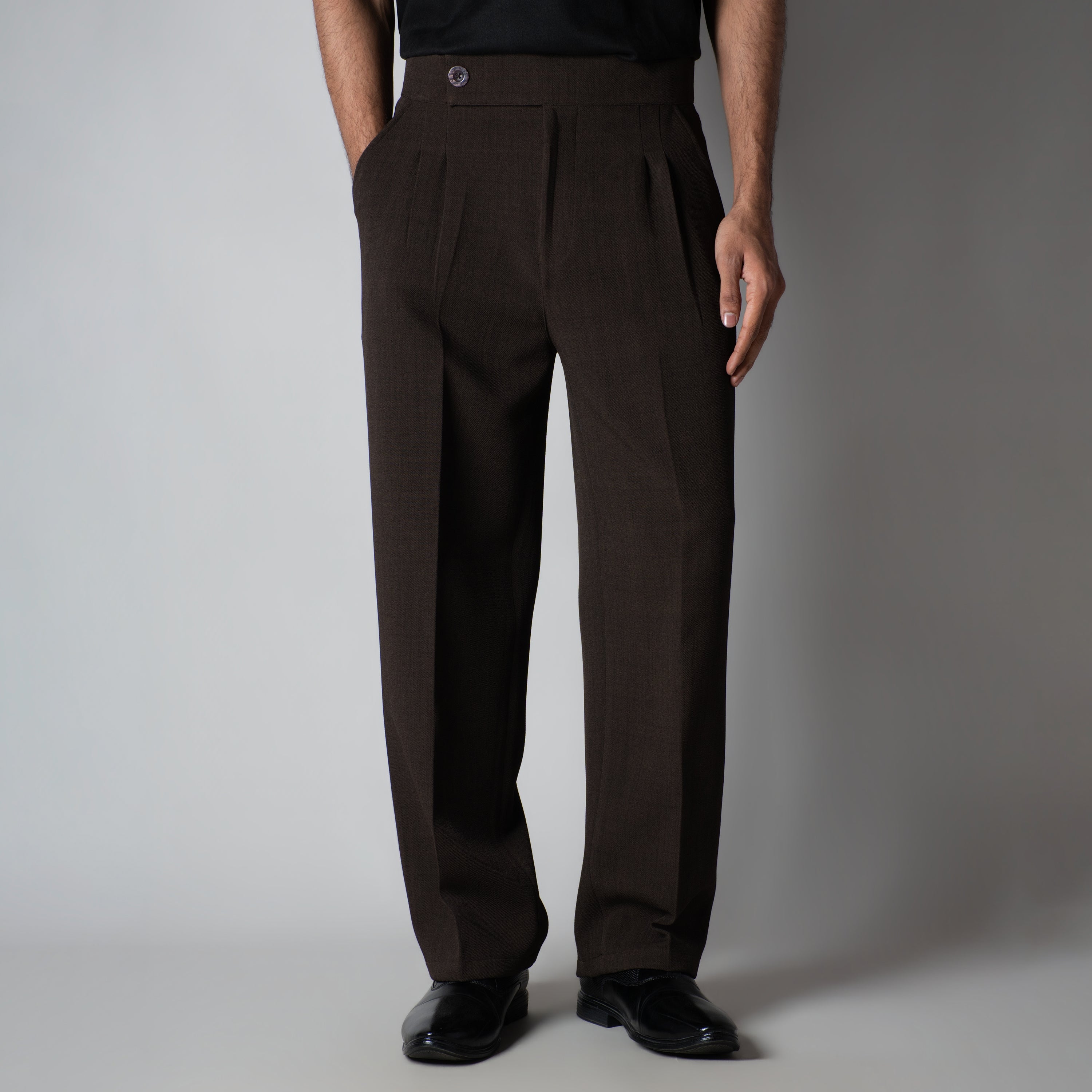 BROWN SINGLE BUTTON TROUSER