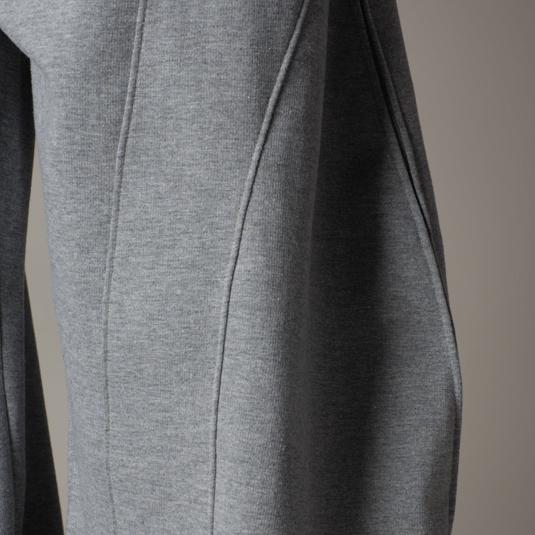 GREY MILANGE PANELLED FLEECE BAGGY SWEATPANTS