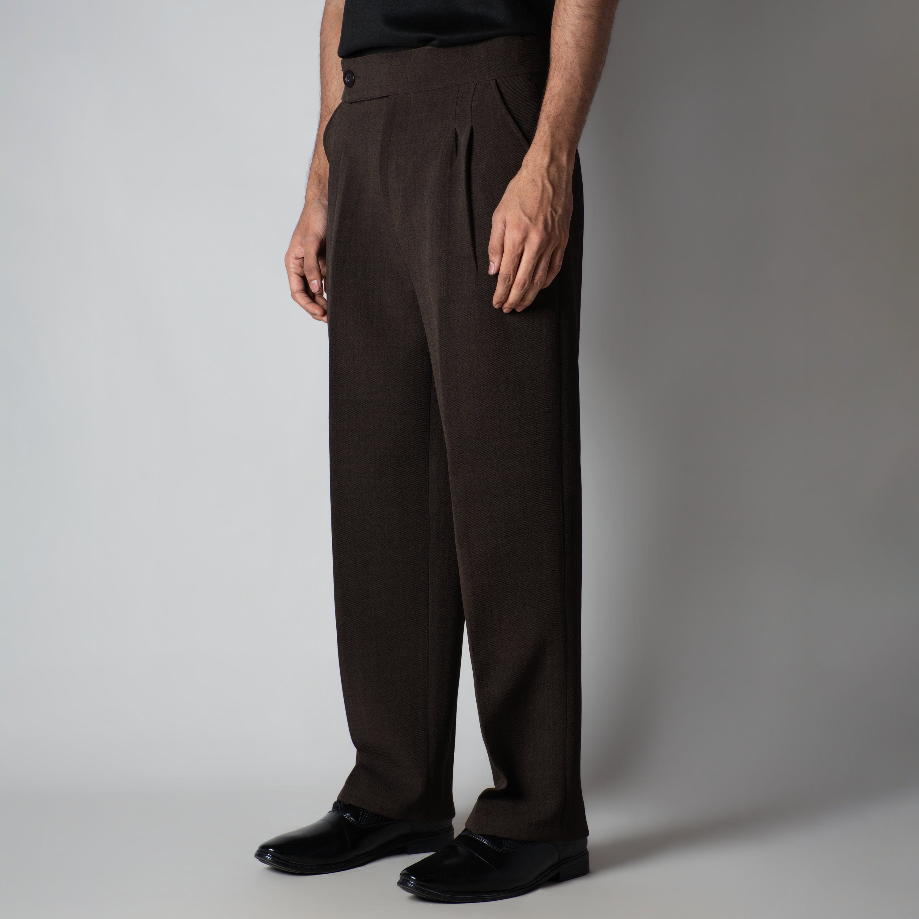 BROWN SINGLE BUTTON TROUSER