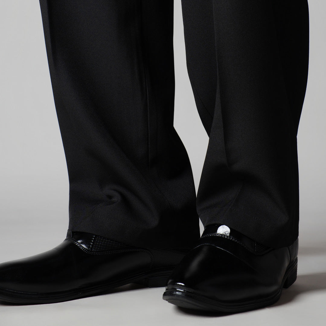 BLACK DOUBLE PLEAT STRAIGHT FIT TROUSER